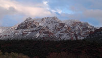 Snowcapped Mountains surrounding Sedona Arizona in December 2012. Photo by Tony Pomykala